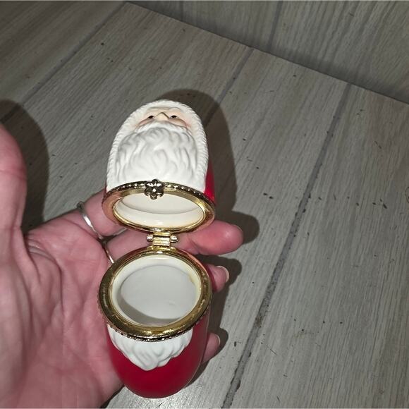Vtg Santa Claus Hinged Trinket Box Ceramic Christmas Holiday Miniature - Picture 3 of 5
